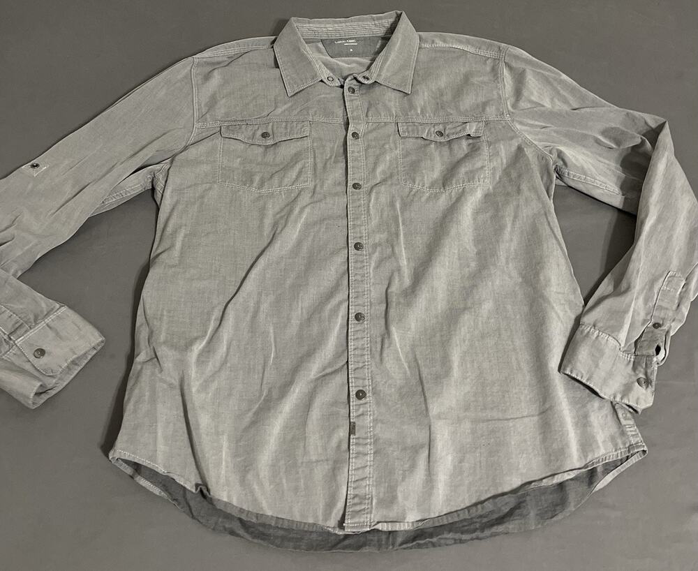 Calvin Klein Jeans Mens Gray Lightweight Cotton Denim Utility Shirt XL